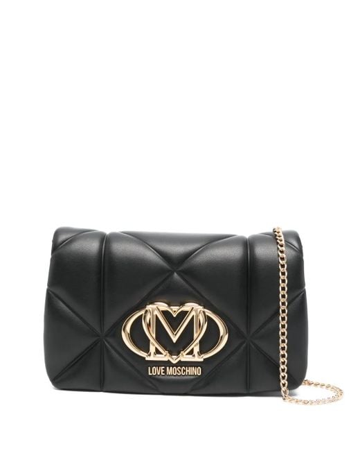 Borsa A Tracolla Con Placca Logo di Love Moschino in Black