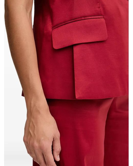 Pedro Del Hierro Madrid Red Buttoned V-Neck Top