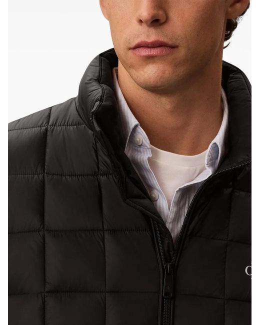 Calvin Klein Black Quilted Logo-Print Jacket for men