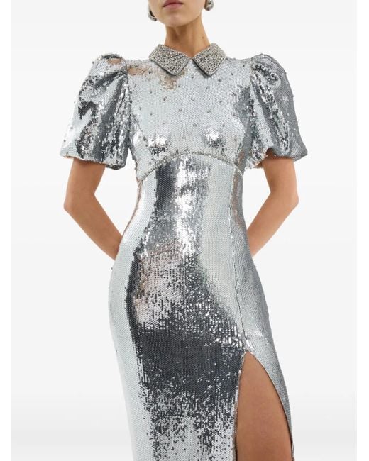 Robe Longue Olympia À Manches Courtes Rebecca Vallance en coloris White