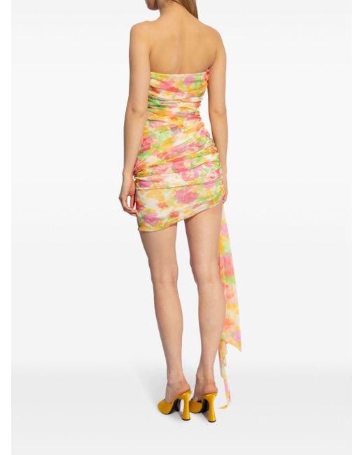 Vestido corto con estampado floral Saint Laurent de color Metallic