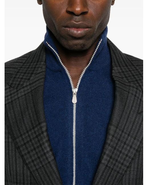 メンズ Brunello Cucinelli ジップアップ カシミアセーター Blue