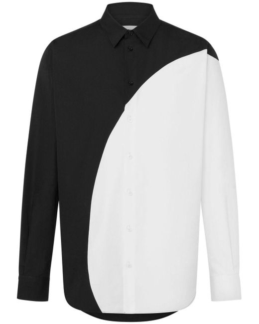 Moschino Black Colour-block Cotton Shirt for men