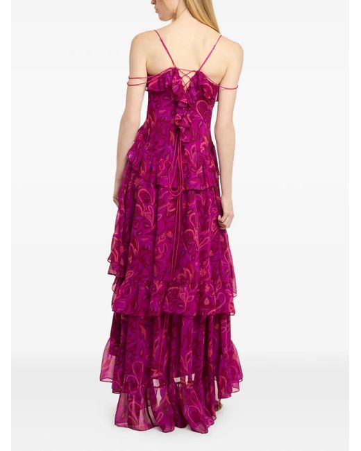 Cinq À Sept Purple Paisley-Print Ruffled Maxi Dress