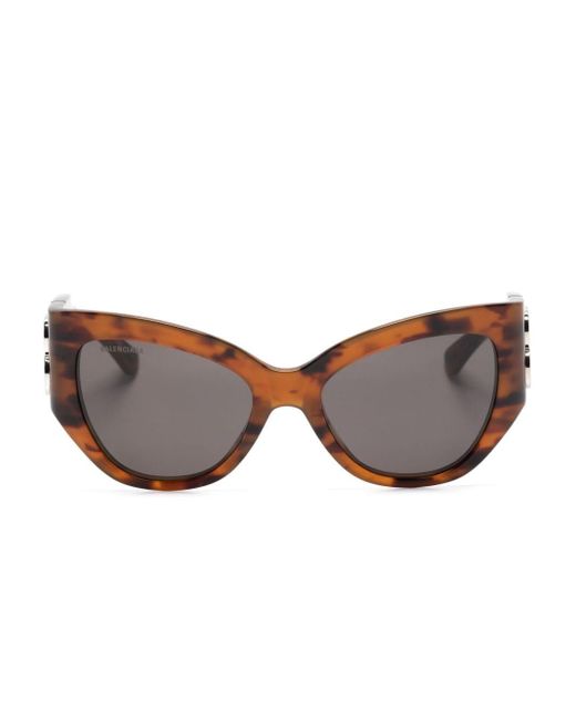 Balenciaga Brown Logo-plaque Cat-eye Sunglasses