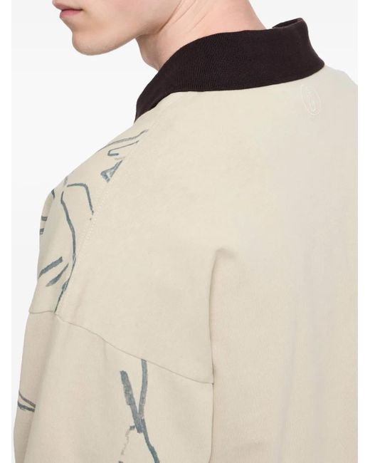 メンズ J.W. Anderson プリント ハーフジップ ポロシャツ Natural
