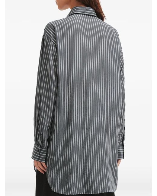 Y's Yohji Yamamoto Gray Striped Chest-Pocket Shirt
