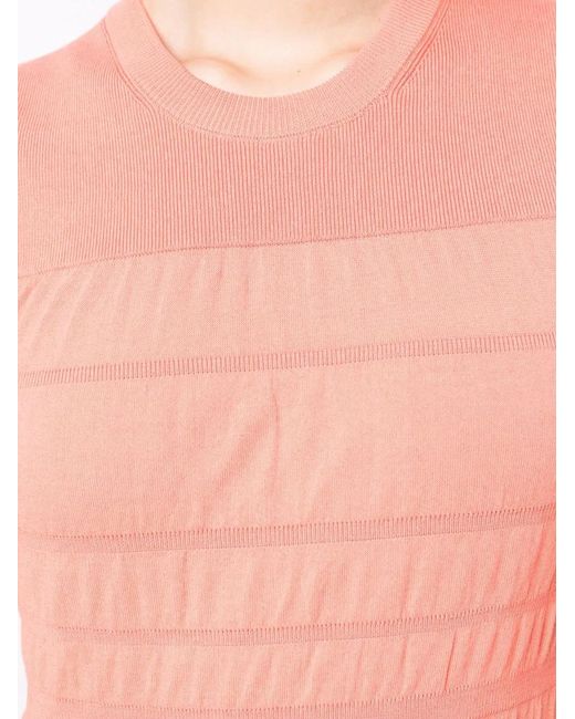 KENZO Pink Ruched-Stripe Midi Bodycon Dress