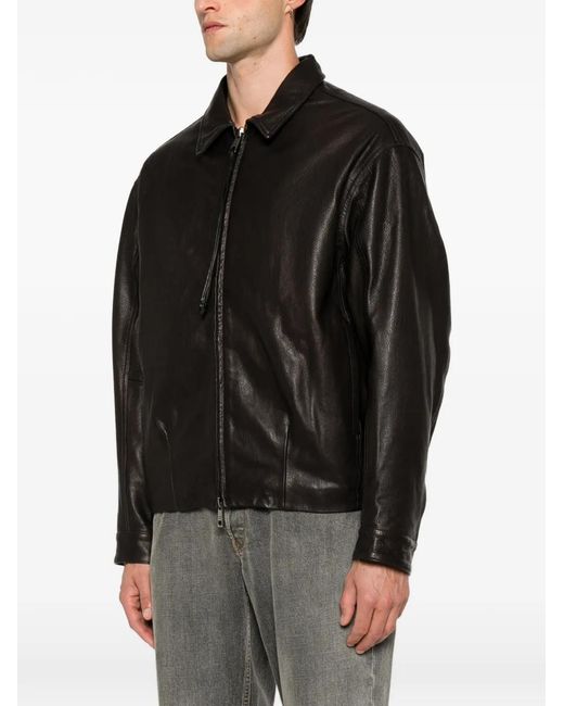 Giorgio Brato Black Grained-Leather Jacket for men