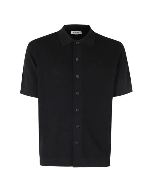 Kangra Black Knitted Short-Sleeve Shirt for men