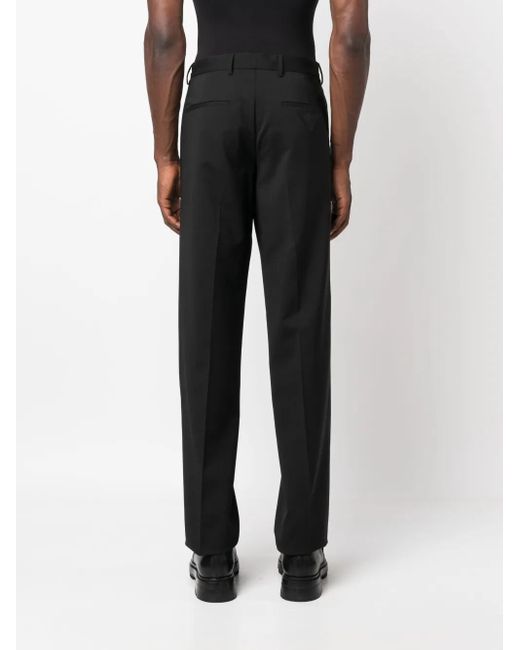 Prada Black Triangle-Logo Trousers for men
