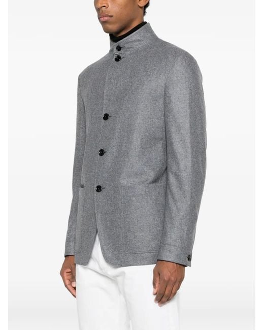 Zegna Gray Button Pockets Jacket for men