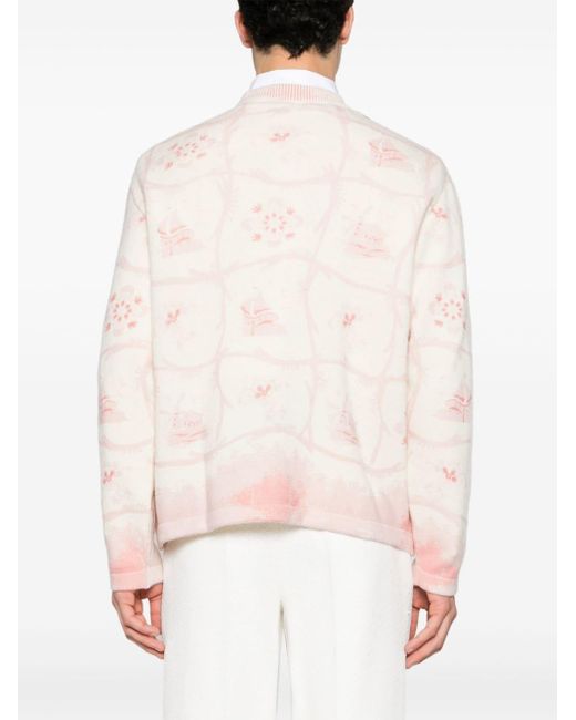 Bode Pink Printed Mill Cashmere Cardigan for men