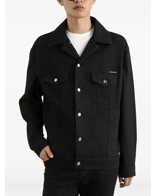 Dolce & Gabbana Black Button-Up Denim Jacket for men