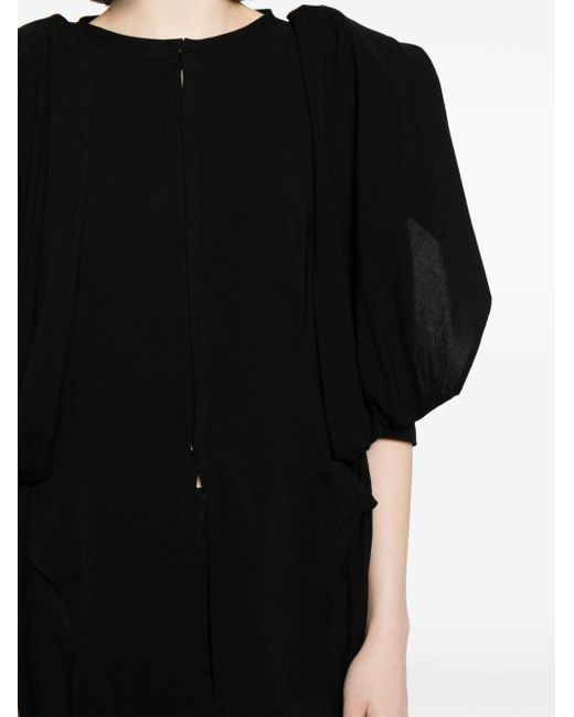 Asymmetric puff-sleeve blouse di Yohji Yamamoto in Black