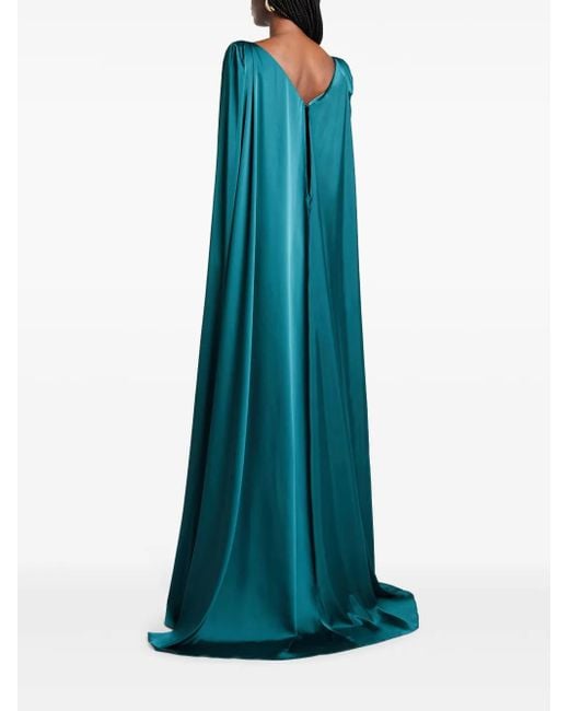 Talbot Runhof Blue Draped Cape Dress