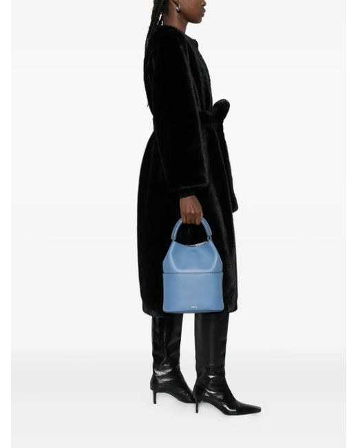 Furla Blue Small Sfera Top-Handle Leather Bucket Bag
