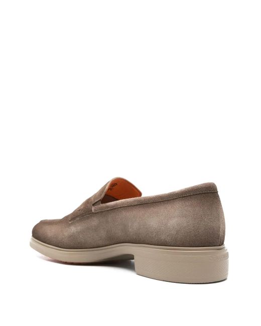 Santoni Brown Easy Loafers for men