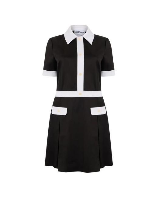 Moschino Black Contrast-Trim Pleated Mini Dress