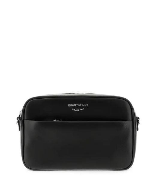 Emporio Armani Black Leather Camera Bag