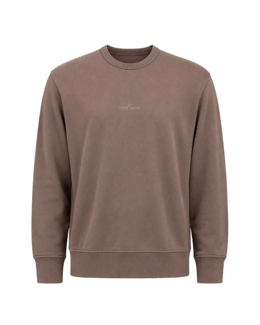 Stone Island Brown Logo-Print Sweatshirt for men