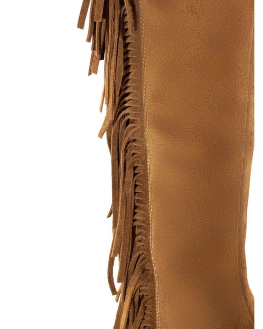 Roberto Festa Brown 40Mm Fringe Detail Pointed-Toe Boots