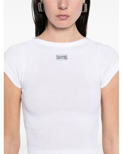 Jean Paul Gaultier White T-Shirt mit Logo-Patch