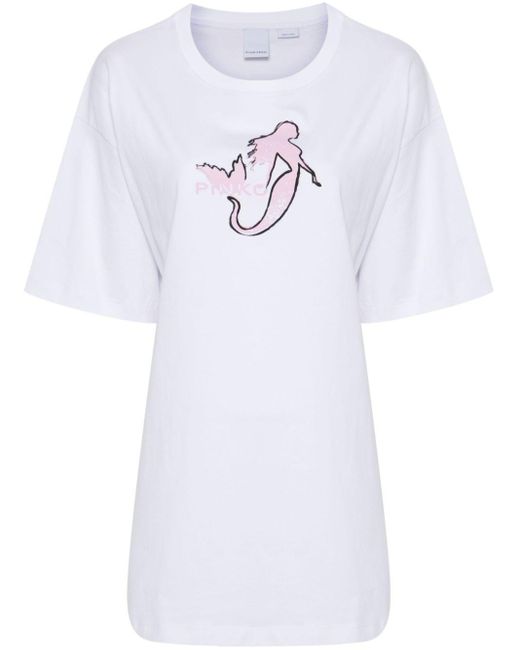Pinko White Televisivo Cotton T-shirt