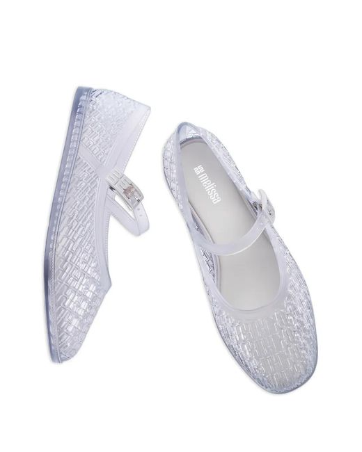 Melissa White Harper Buckle-Strap Ballet Flats