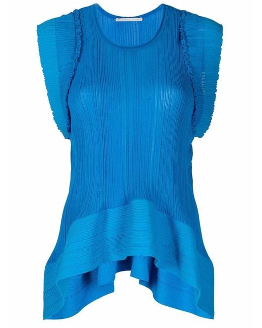 Stella McCartney Blue Two-Tone Fine-Ribbed Top