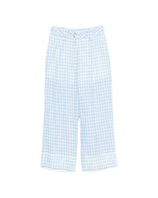 Liu Jo Blue Pocket Gingham-Pattern Trousers