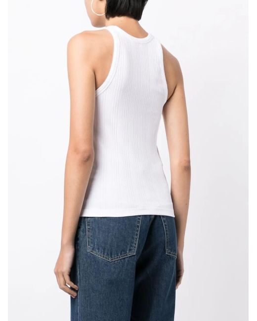 Helmut Lang White Scoop-Neck Sleeveless Top
