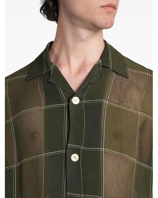 Needles Green Check-Print Shirt for men