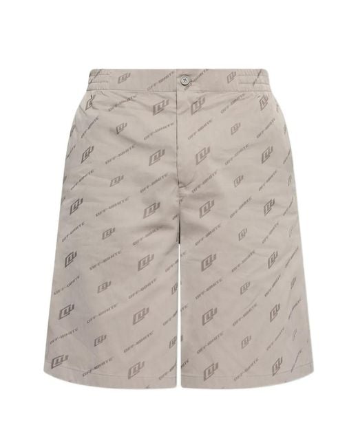 Off-White c/o Virgil Abloh Gray Logo-Pattern Shorts for men