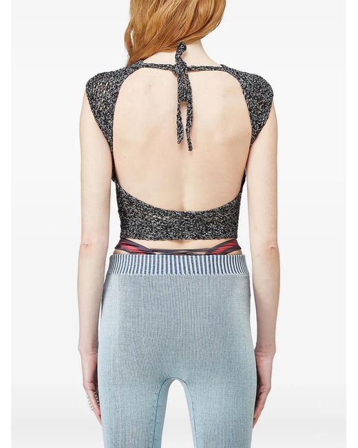 Isa Boulder Blue Open-Back Knitted Tank Top