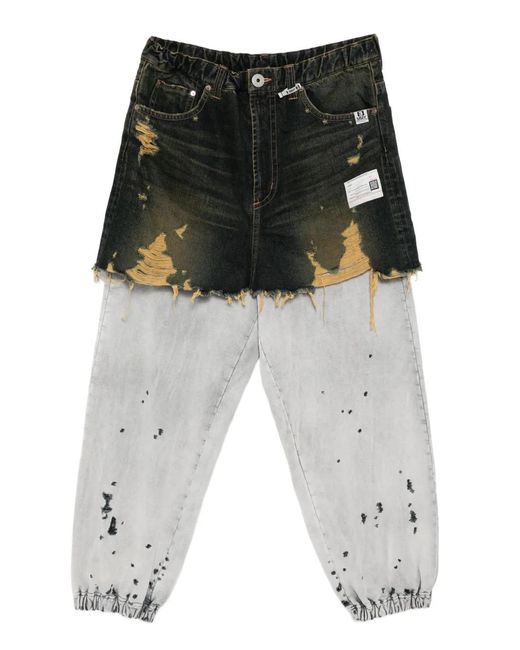 Maison Mihara Yasuhiro Black Distressed Cotton Trouser-Skirt for men