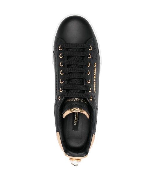 Dolce & Gabbana Black Portofino Leather Sneakers