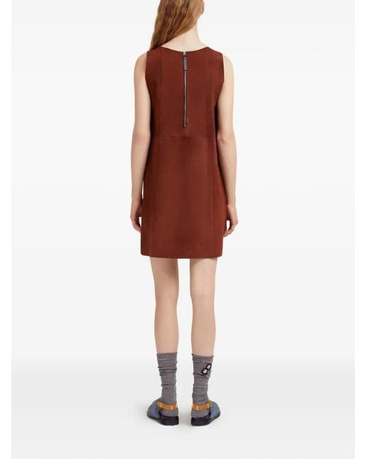 Marni Brown Daisy-Appliqué Studded Mini Dress