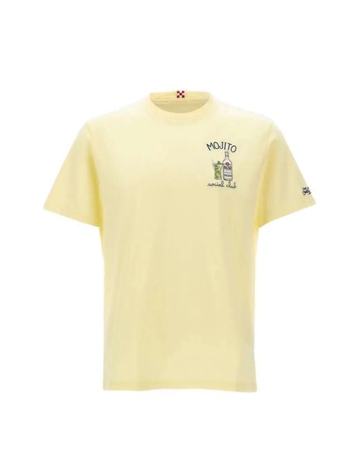 Mc2 Saint Barth Yellow Embroidered Graphic-Print T-Shirt for men
