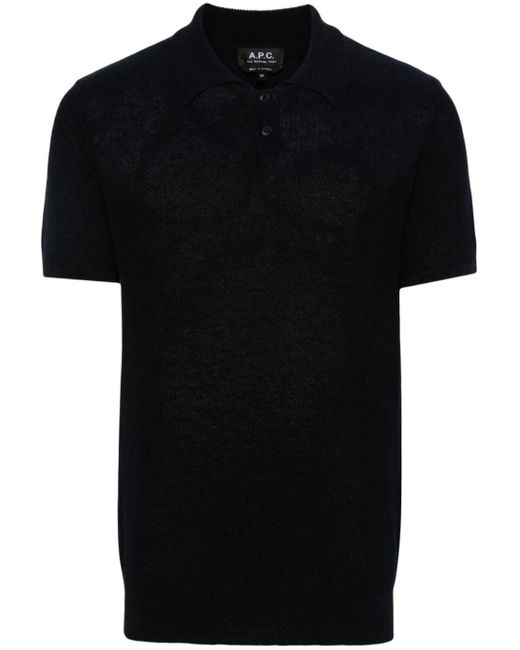 A.P.C. Black Jay Open-knit Polo Shirt for men