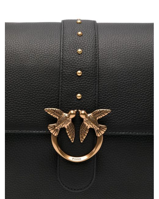 Pinko Black Love One Leather Shoulder Bag