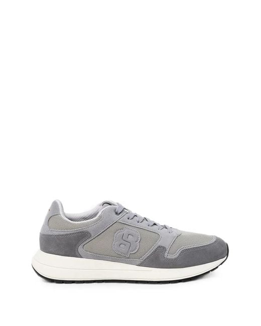 Boss White Logo-Patch Panelled Sneakers for men