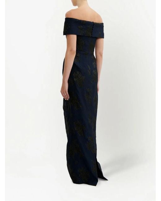 Rebecca Vallance Blue Antoinette Off-Shoulder Gown