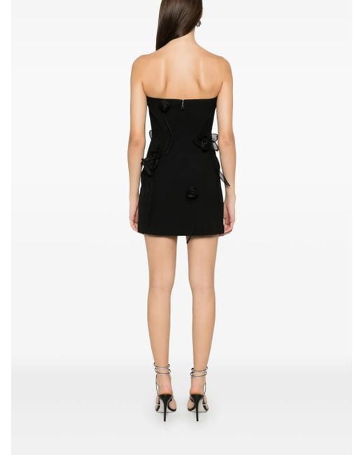 ROTATE BIRGER CHRISTENSEN Black Rose-Appliqué Tube Mini Dress