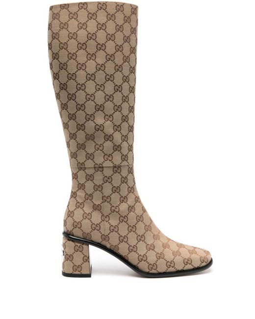 Stivali al ginocchio GG Supreme di Gucci in Brown