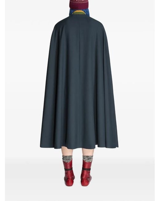 Dries Van Noten Blue Button-Fastening Wool Cape for men