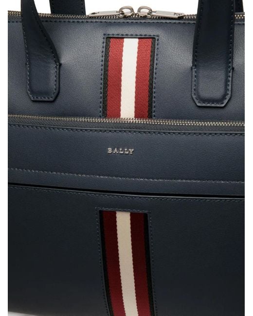 Bally Leren Aktetas Met Lintdetail in het Black voor heren