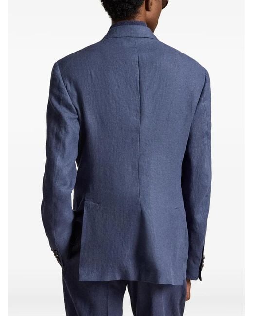 Polo Ralph Lauren Blue Double-Breasted Linen Jacket for men