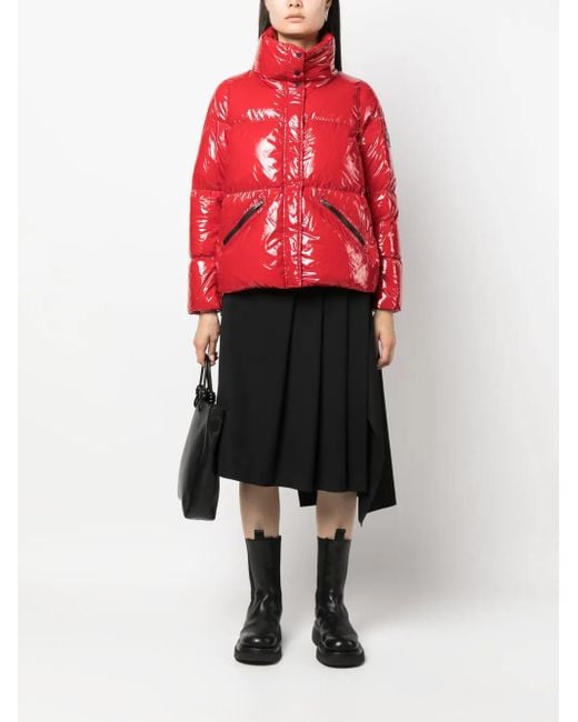 Herno Red Funnel-Neck Puffer Jacket