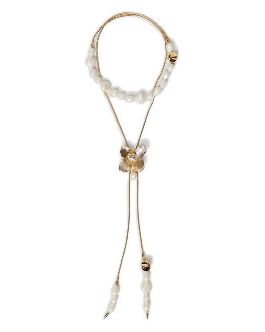Twinset White Pearl-Flower Necklace